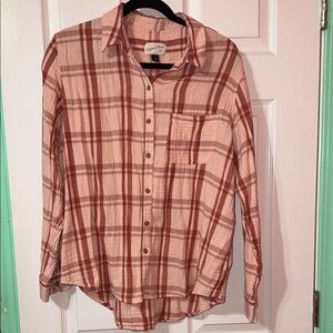 Universal Thread Rust Plaid Casual Shirt